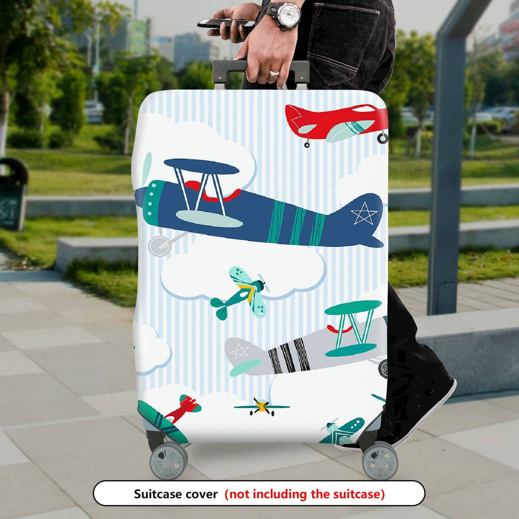 1-Piece Airplane Cloud Stripe Travel Luggage  Suitcase Luggage Cover, Stretch Protective Sleeve