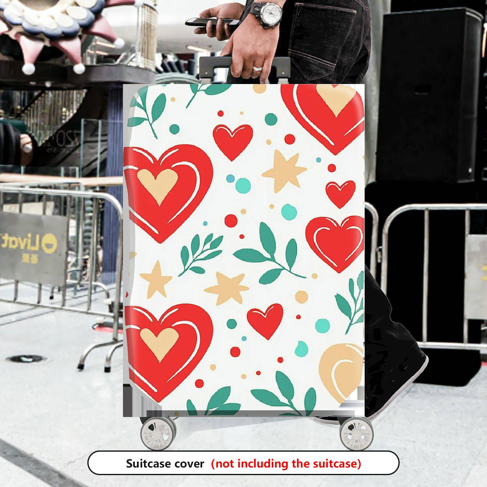 1-Piece Heart Leaf Star Dot Geometric Romantic  Suitcase Luggage Cover, Stretch Protective Sleeve