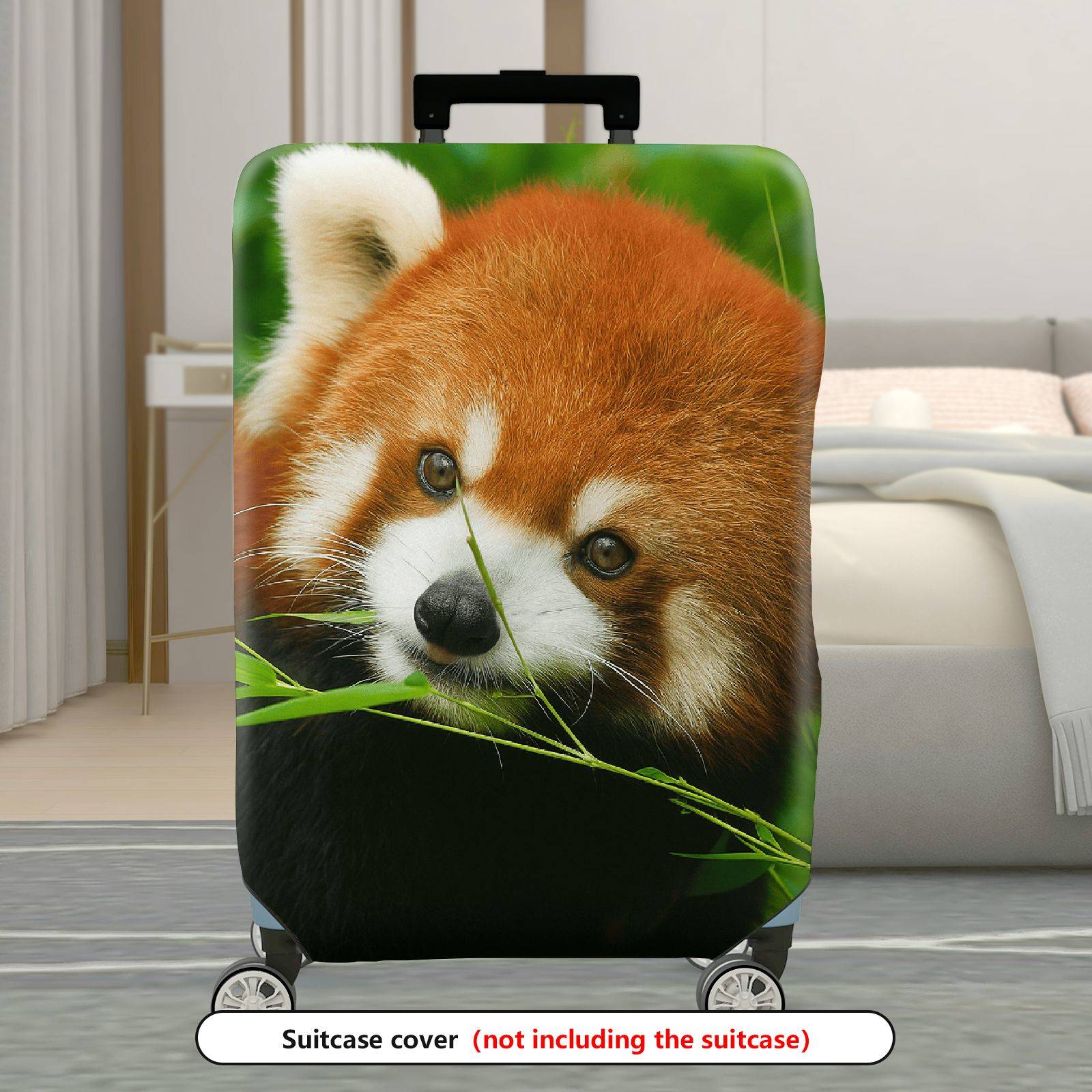 1-Piece Red Panda Nature Animal Wildlife Lush Green Cute  Suitcase Luggage Cover, Stretch Protective Sleeve