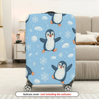 1-Piece Penguin Snowflake Winter Holiday Fun Friendly  Suitcase Luggage Cover, Stretch Protective Sleeve