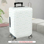 1-Piece Abstract Geometric  Green Scallop Pattern  Suitcase Luggage Cover, Stretch Protective Sleeve