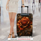 1-Piece Crown Rose Butterfly Floral Luxury Sparkling  Suitcase Luggage Cover, Stretch Protective Sleeve