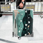 1-Piece Abstract Heart Leaf Artistic Pastel Green Decorative  Suitcase Luggage Cover, Stretch Protective Sleeve
