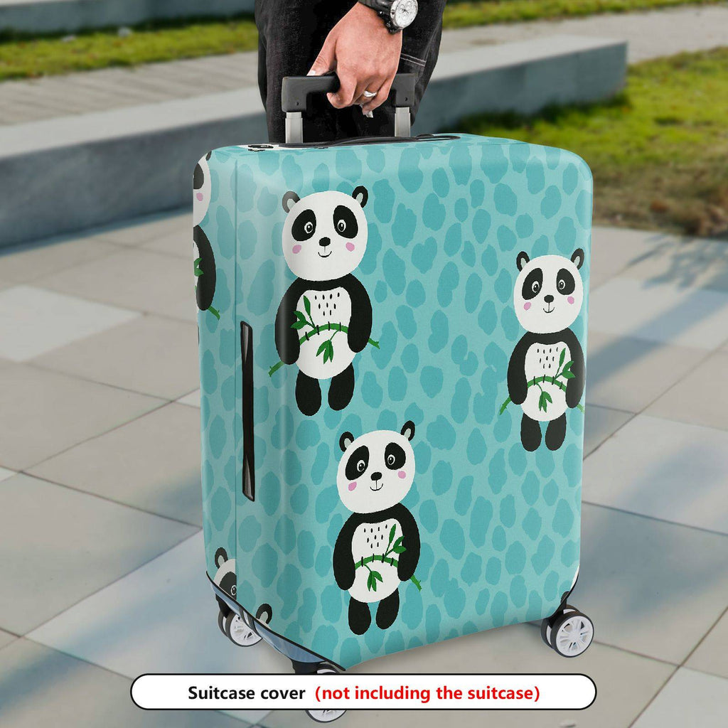 1-Piece Cute Panda Animal Pattern Blue Travel  Suitcase Luggage Cover, Stretch Protective Sleeve