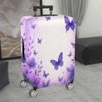 1-Piece Purple Butterfly Floral Pastoral Romantic Elegant  Suitcase Luggage Cover, Stretch Protective Sleeve