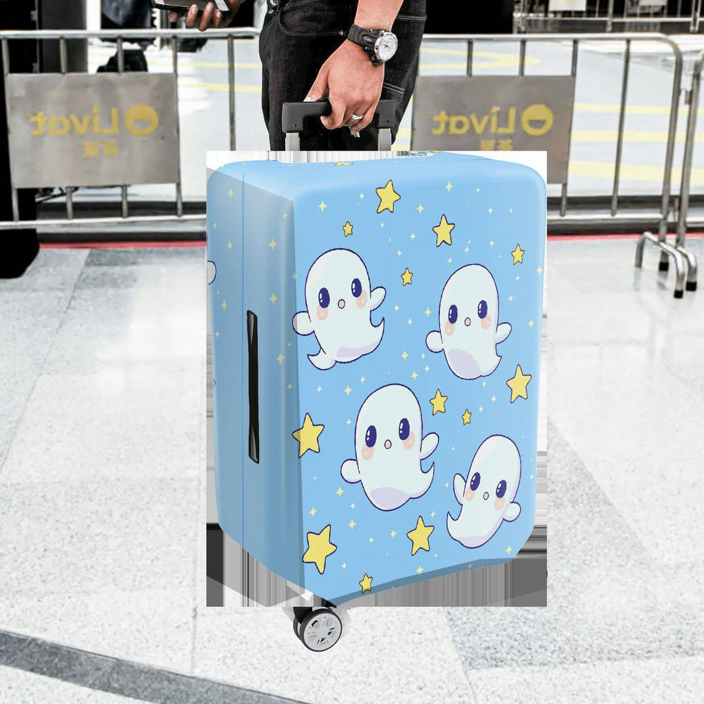 1-Piece Cute  Ghost Starry Sky Blue  Suitcase Luggage Cover, Stretch Protective Sleeve