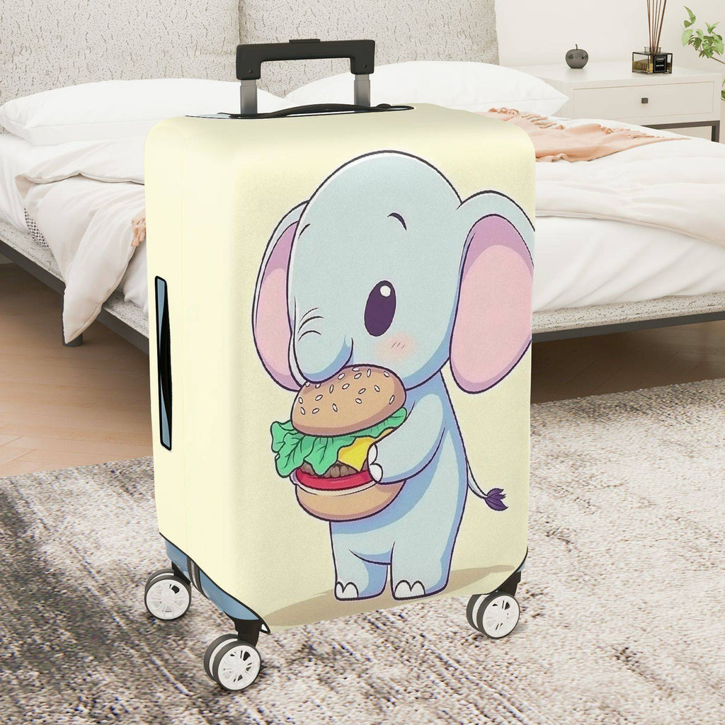1-Piece Cute  Elephant Burger Fun Travel  Suitcase Luggage Cover, Stretch Protective Sleeve