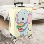 1-Piece Cute  Elephant Burger Fun Travel  Suitcase Luggage Cover, Stretch Protective Sleeve