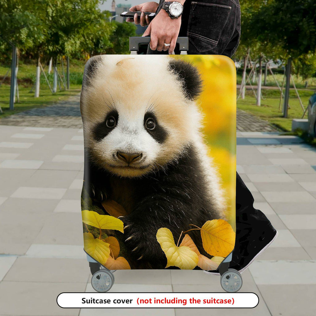1-Piece Panda Autumn Leaves Nature Wildlife Cute  Suitcase Luggage Cover, Stretch Protective Sleeve