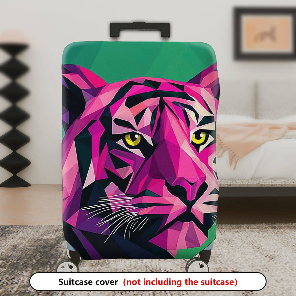1-Piece Geometric Colorful Tiger Art Animal Print Graphic  Suitcase Luggage Cover, Stretch Protective Sleeve