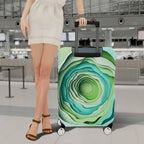 1-Piece Abstract Layered Pattern Green Blue Artistic  Suitcase Luggage Cover, Stretch Protective Sleeve