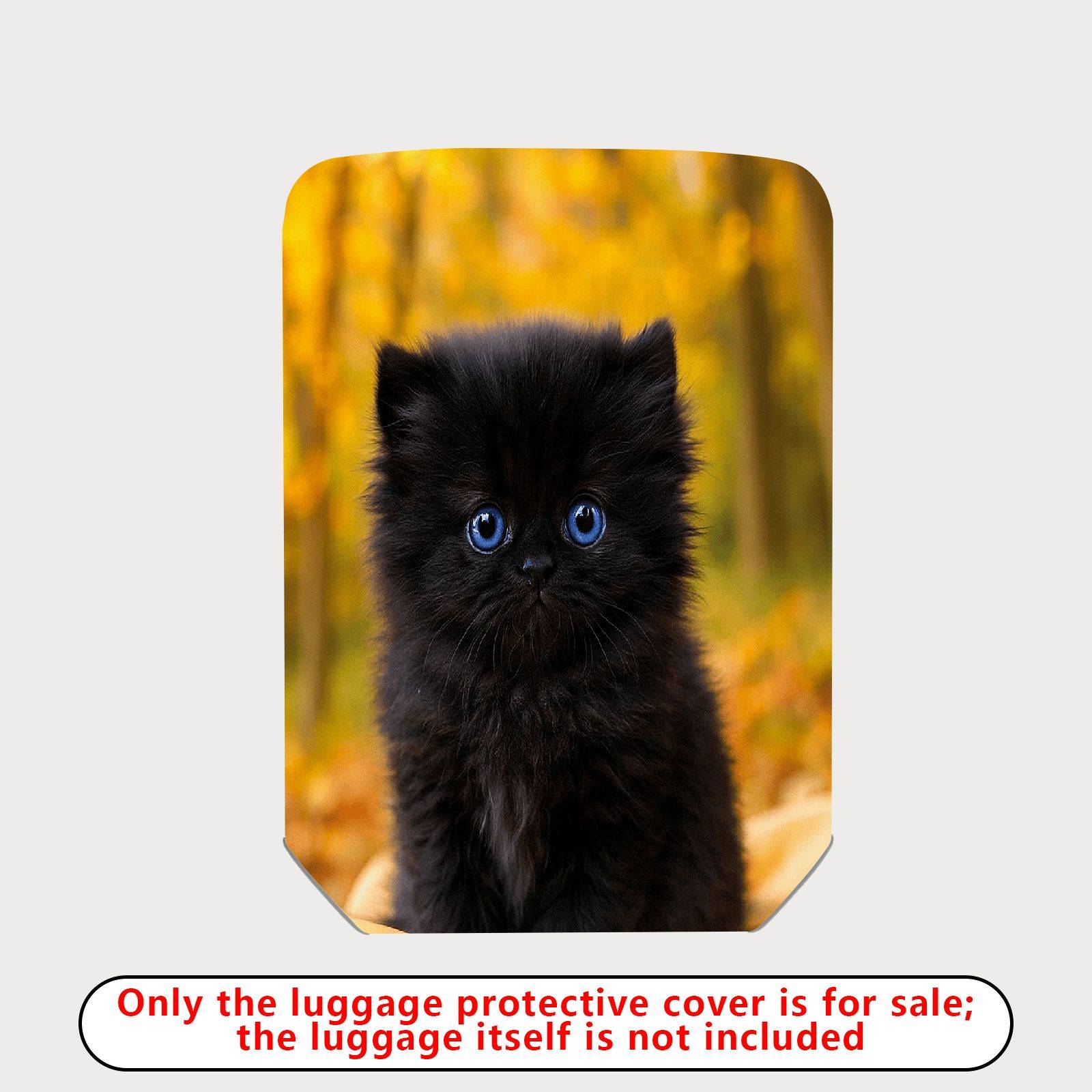 1-Piece Cute Black Cat Autumn Nature Animal Theme  Suitcase Luggage Cover, Stretch Protective Sleeve