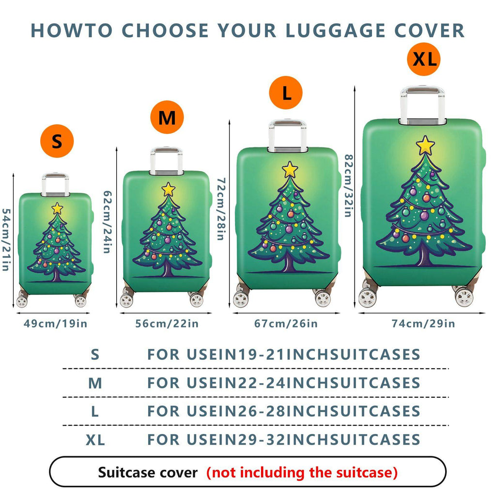 1-Piece Christmas Tree Festive Holiday Decoration Green Cheerful  Suitcase Luggage Cover, Stretch Protective Sleeve