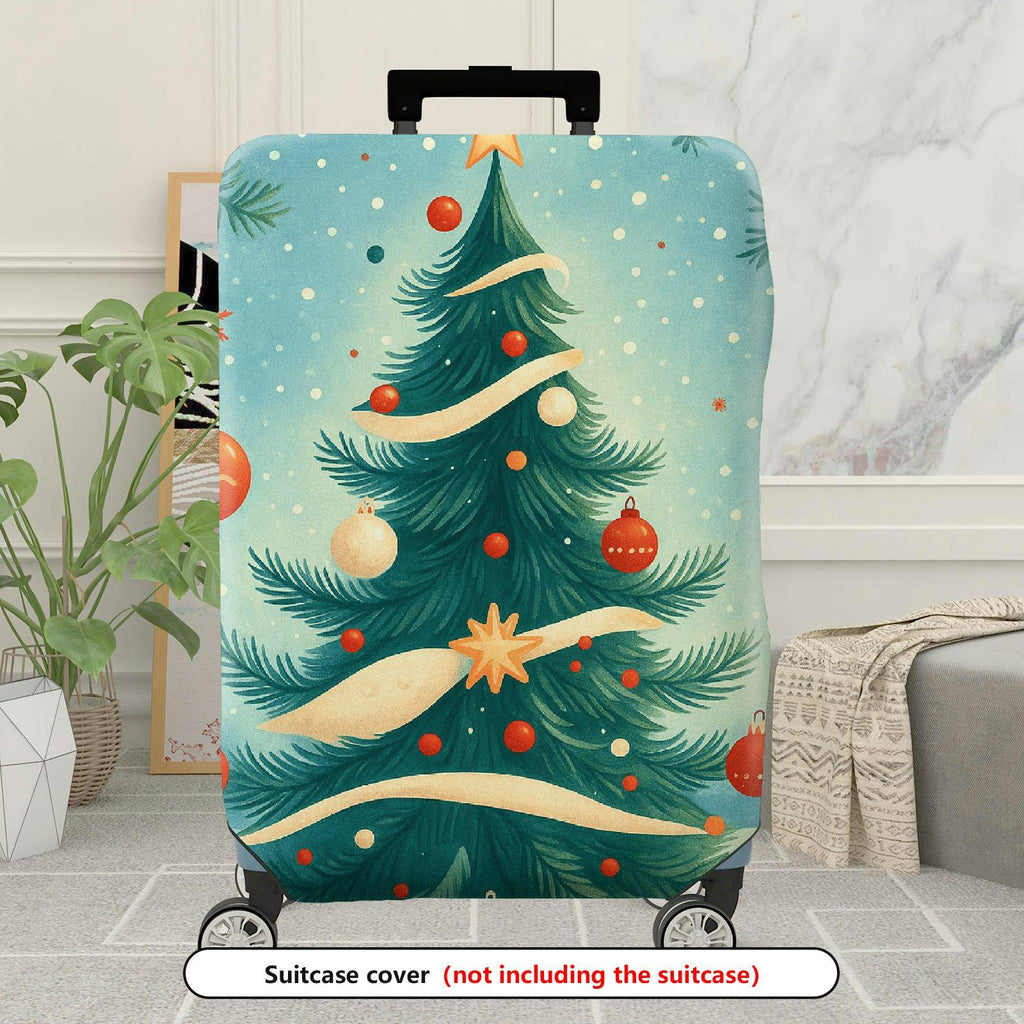 1-Piece Christmas Tree Ornament Snowflake Ribbon Holiday  Suitcase Luggage Cover, Stretch Protective Sleeve