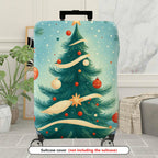 1-Piece Christmas Tree Ornament Snowflake Ribbon Holiday  Suitcase Luggage Cover, Stretch Protective Sleeve