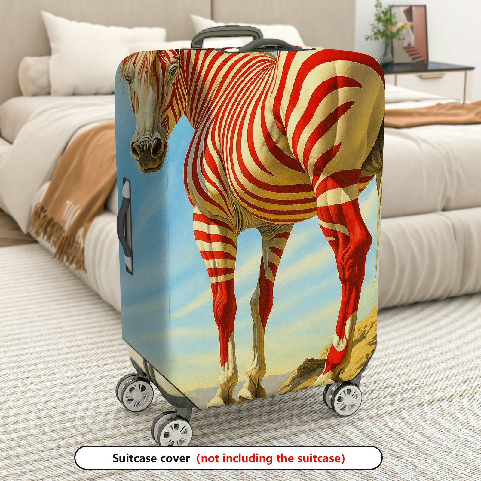 1-Piece Striped Zebra Horse Artistic Vibrant Unique  Suitcase Luggage Cover, Stretch Protective Sleeve
