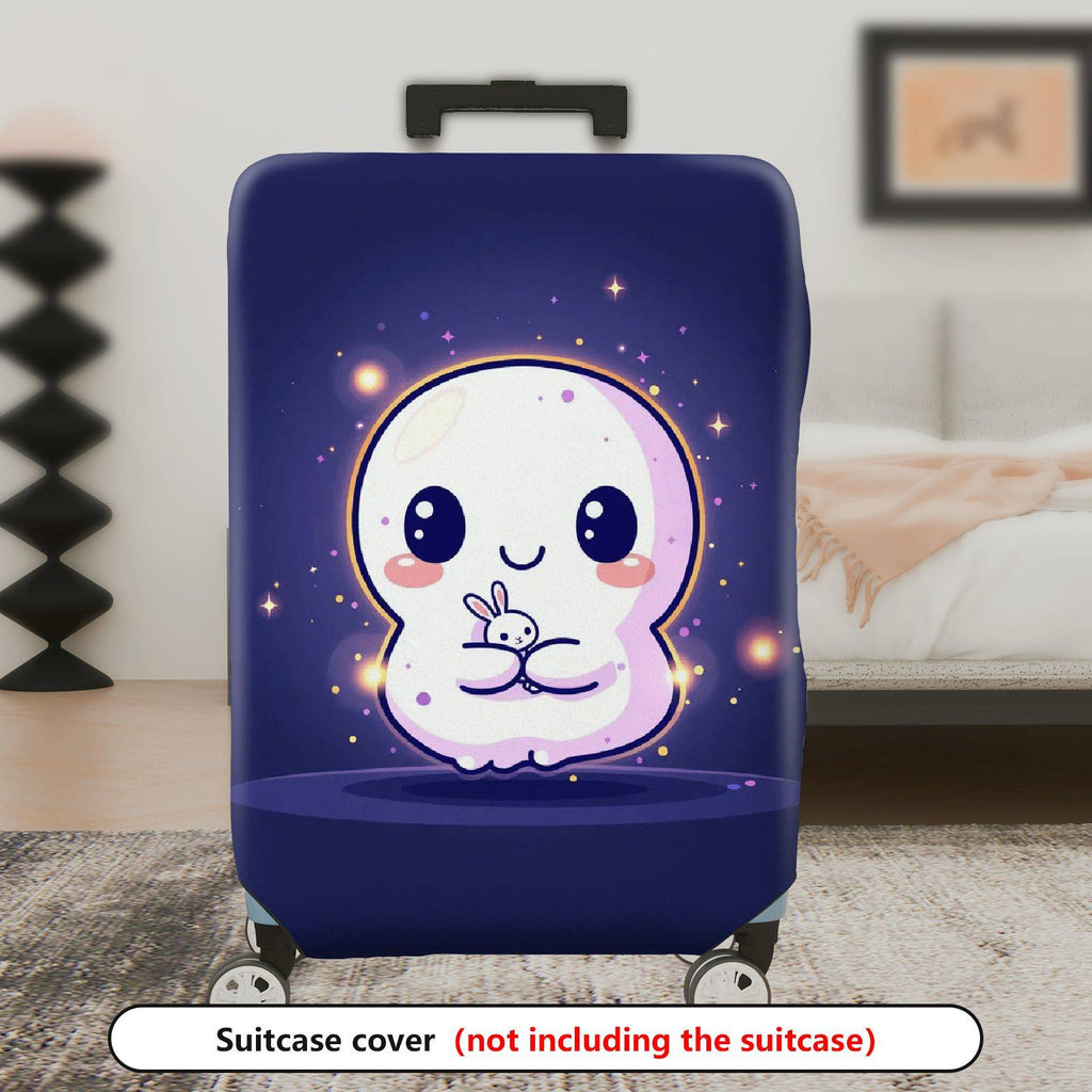 1-Piece Cute Ghost  Purple Starry Night Fantasy  Suitcase Luggage Cover, Stretch Protective Sleeve