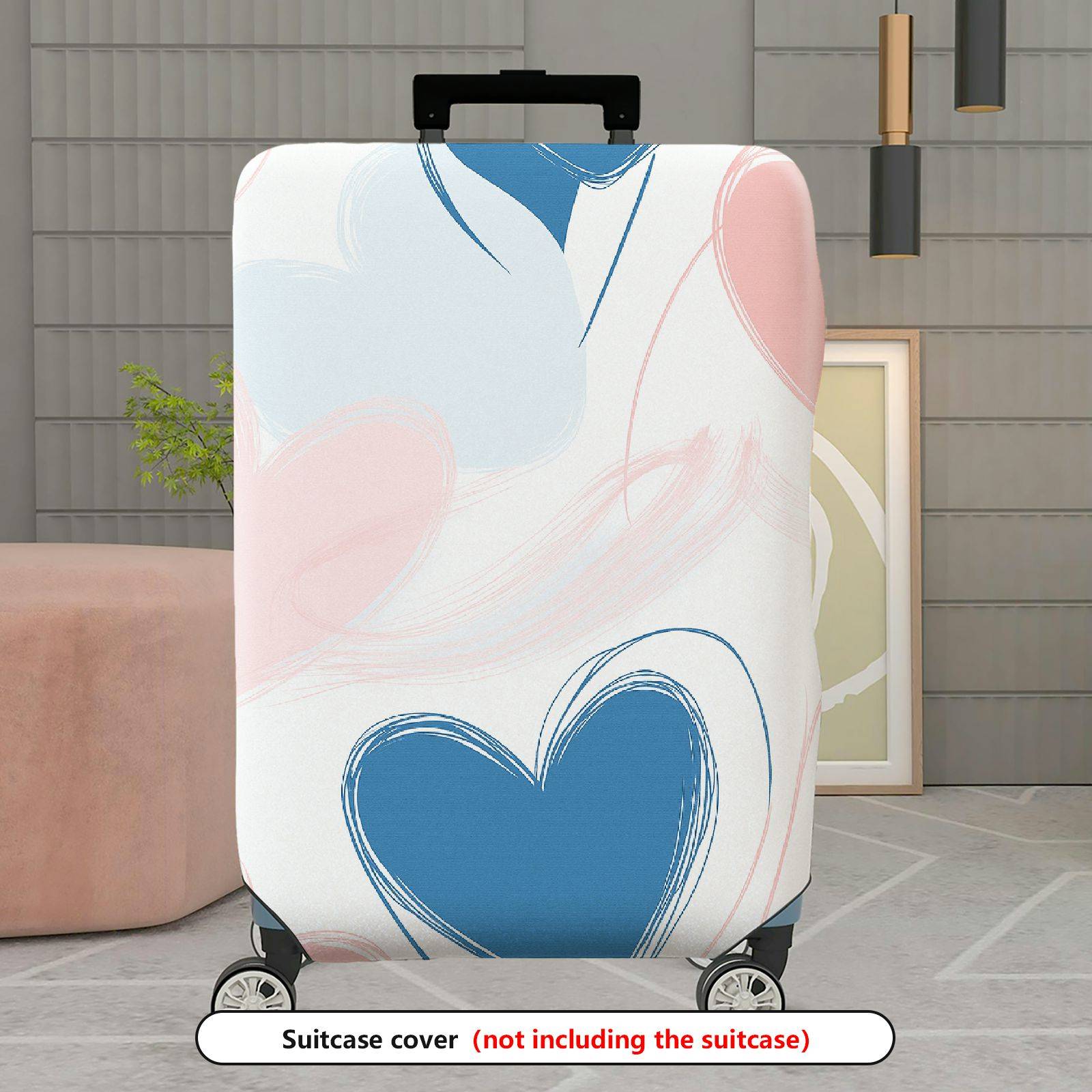 1-Piece Abstract Pastel Blue Heart Travel Luggage  Suitcase Luggage Cover, Stretch Protective Sleeve