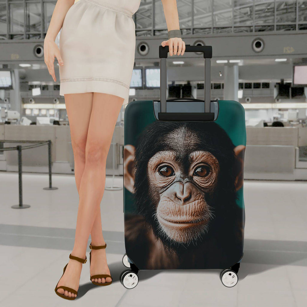1-Piece Animal Jungle Face Ears Unique Creative  Suitcase Luggage Cover, Stretch Protective Sleeve