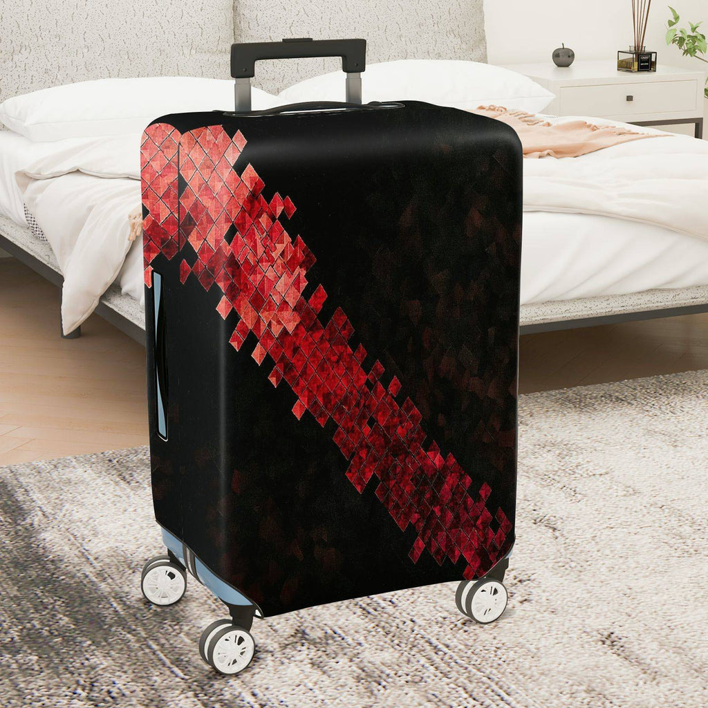 1-Piece Geometric Red Black Abstract Modern Stylish  Suitcase Luggage Cover, Stretch Protective Sleeve