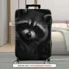 1-Piece Cute Raccoon Animal Black Floral Dandelion  Suitcase Luggage Cover, Stretch Protective Sleeve