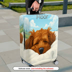 1-Piece Dog Sleeping Clouds Fun Cute Cozy  Suitcase Luggage Cover, Stretch Protective Sleeve
