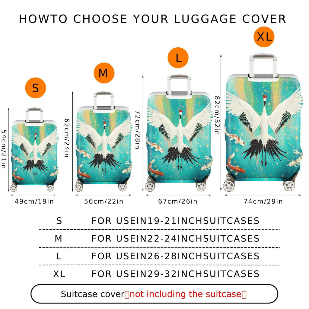 1-Piece Crane Fish Starry Sky Colorful Artistic Nature  Suitcase Luggage Cover, Stretch Protective Sleeve