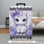 1-Piece Cute Pastel Unicorn Floral Lace Heart  Suitcase Luggage Cover, Stretch Protective Sleeve