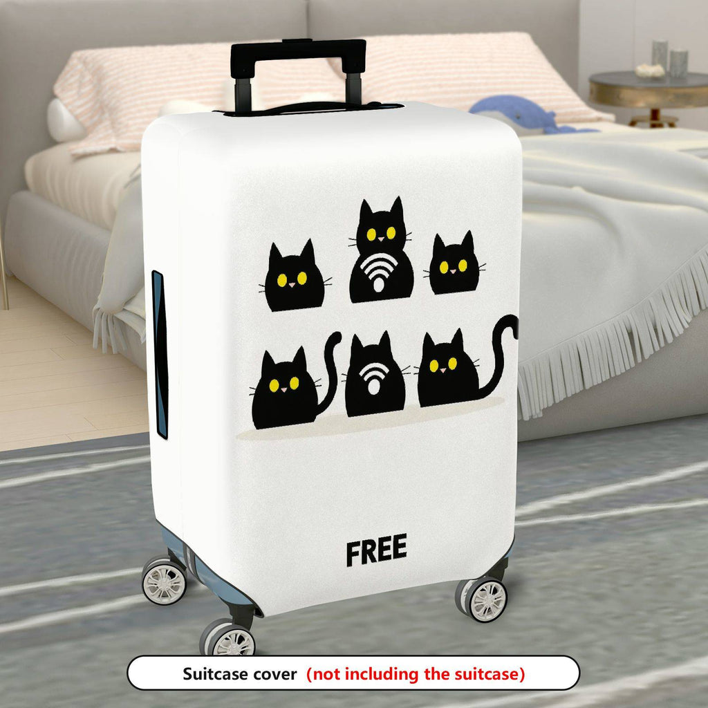 1-Piece Cute Cat Wi-Fi  Graphic Fun Stylish  Suitcase Luggage Cover, Stretch Protective Sleeve