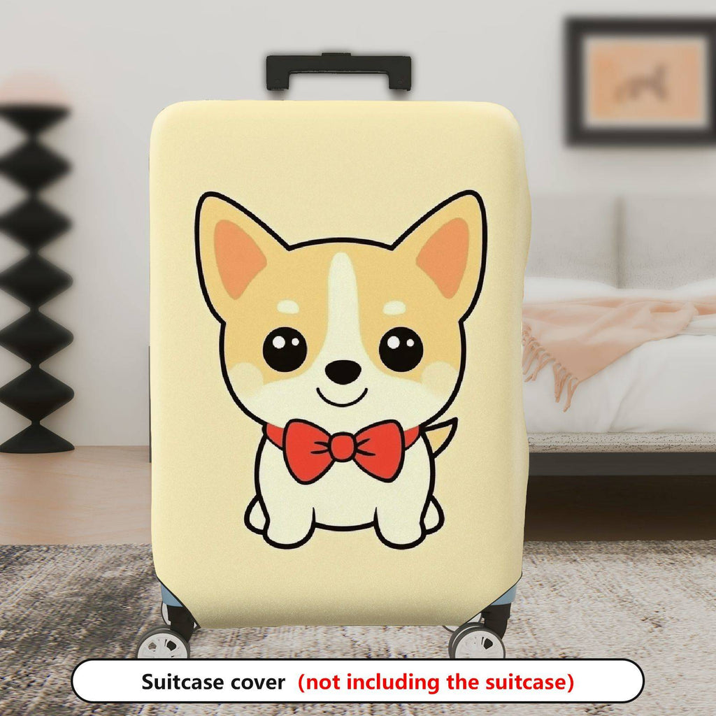 1-Piece Cute Corgi  Dog Red Bowtie Animal  Suitcase Luggage Cover, Stretch Protective Sleeve