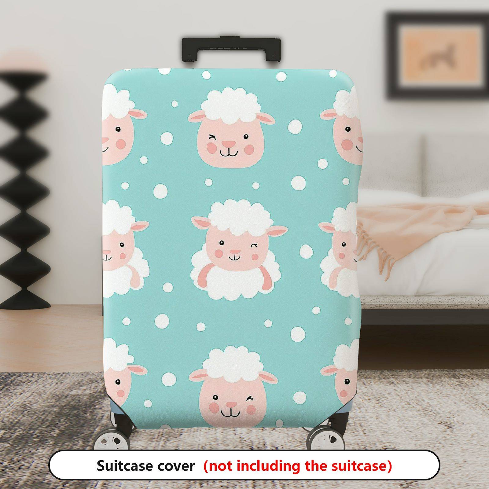 1-Piece Cute  Sheep Pastel Dots Travel  Suitcase Luggage Cover, Stretch Protective Sleeve