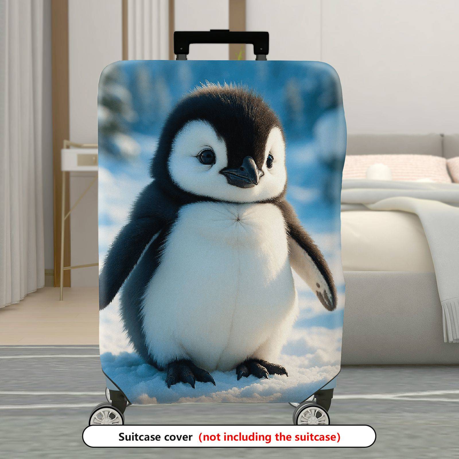 1-Piece Cute Adorable Penguin Winter Snow Animal  Suitcase Luggage Cover, Stretch Protective Sleeve