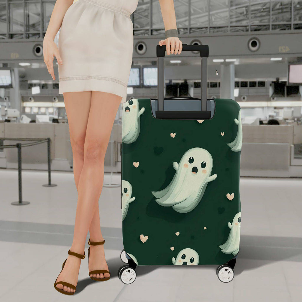 1-Piece Ghost Heart Cute Fun Unique Spooky  Suitcase Luggage Cover, Stretch Protective Sleeve