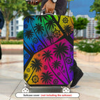 1-Piece Rainbow Palm Tree Nautical Vivid Beach Holiday  Suitcase Luggage Cover, Stretch Protective Sleeve