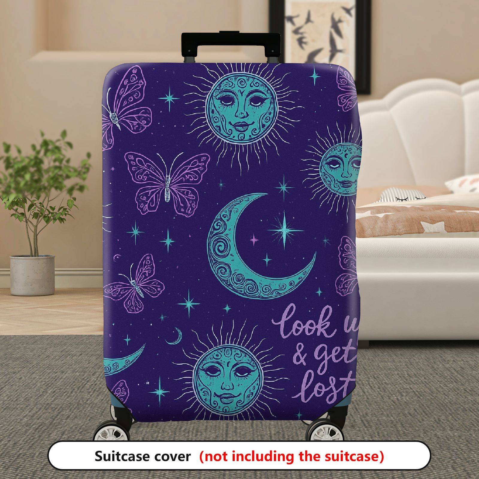 1-Piece Moon Star Butterfly Quote Cosmic Galaxy  Suitcase Luggage Cover, Stretch Protective Sleeve