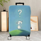 1-Piece Animal Question Mark Cute Adorable Blue  Suitcase Luggage Cover, Stretch Protective Sleeve