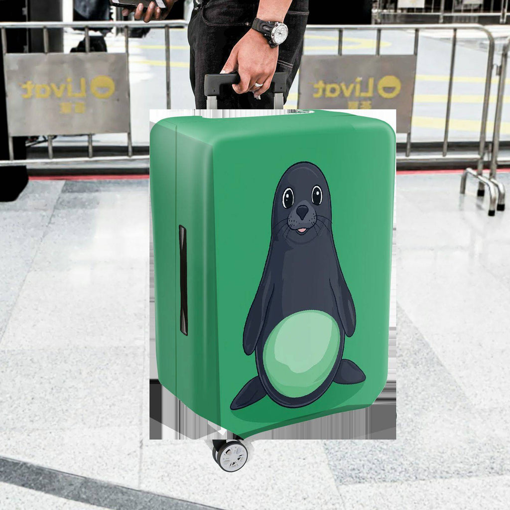 1-Piece Seal Green Playful Cute Animal Fun  Suitcase Luggage Cover, Stretch Protective Sleeve