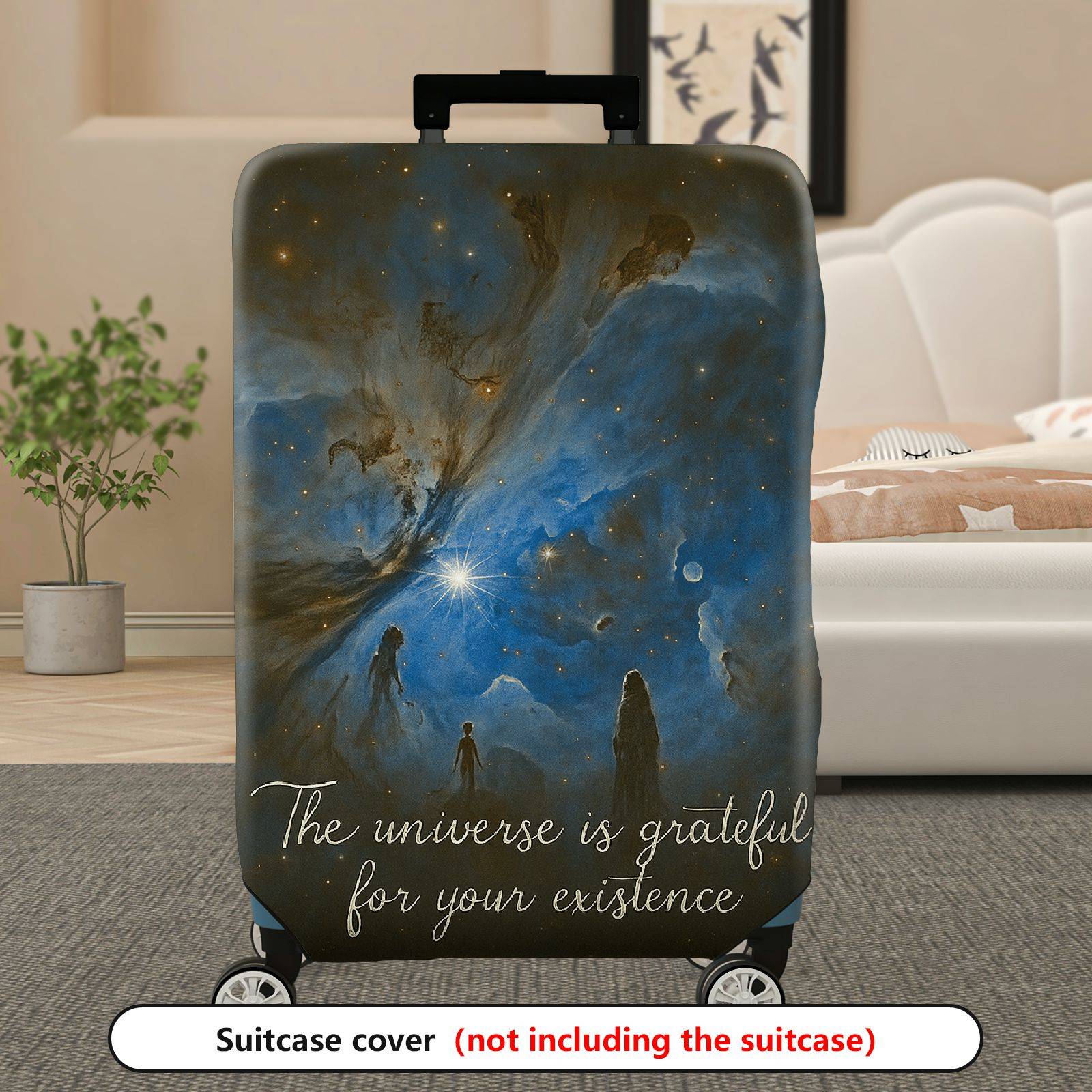 1-Piece Cosmic Galaxy Star Space Universe Quote  Suitcase Luggage Cover, Stretch Protective Sleeve
