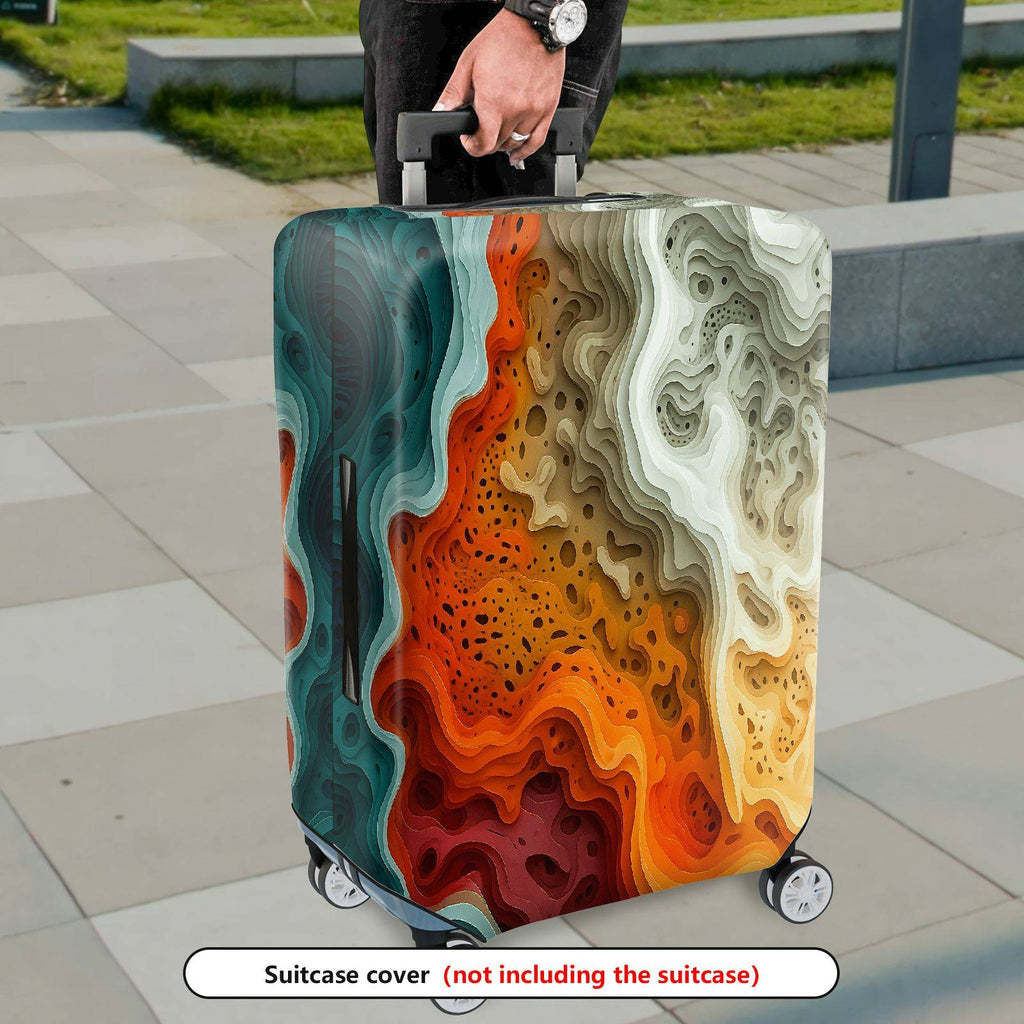 1-Piece Abstract Artistic Colorful Waves Swirls Patterns  Suitcase Luggage Cover, Stretch Protective Sleeve