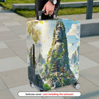 1-Piece Mountain Nature Landscape Temple Birds Sunlight  Suitcase Luggage Cover, Stretch Protective Sleeve