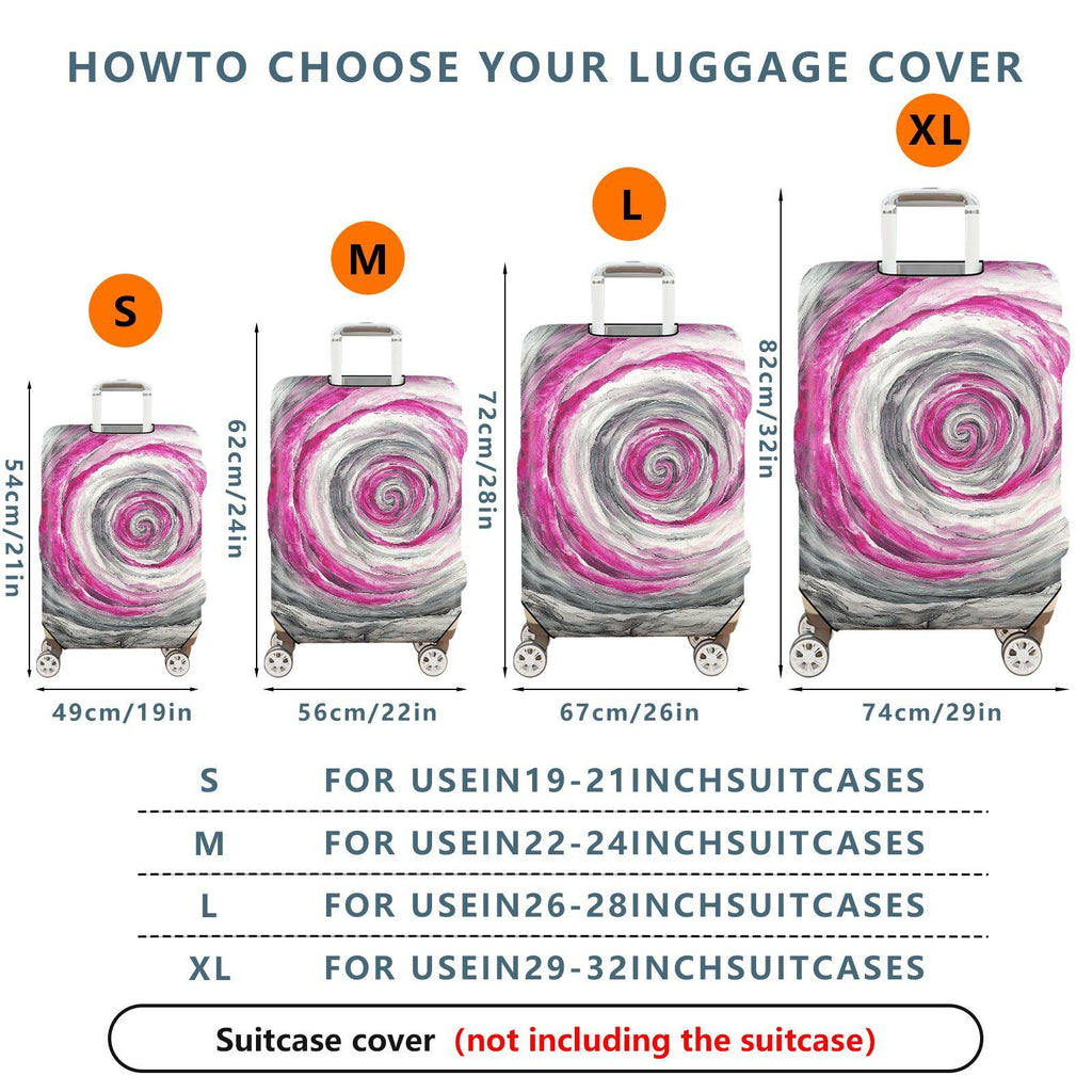 1-Piece Abstract Swirl Pink Gray Artistic Spiral  Suitcase Luggage Cover, Stretch Protective Sleeve