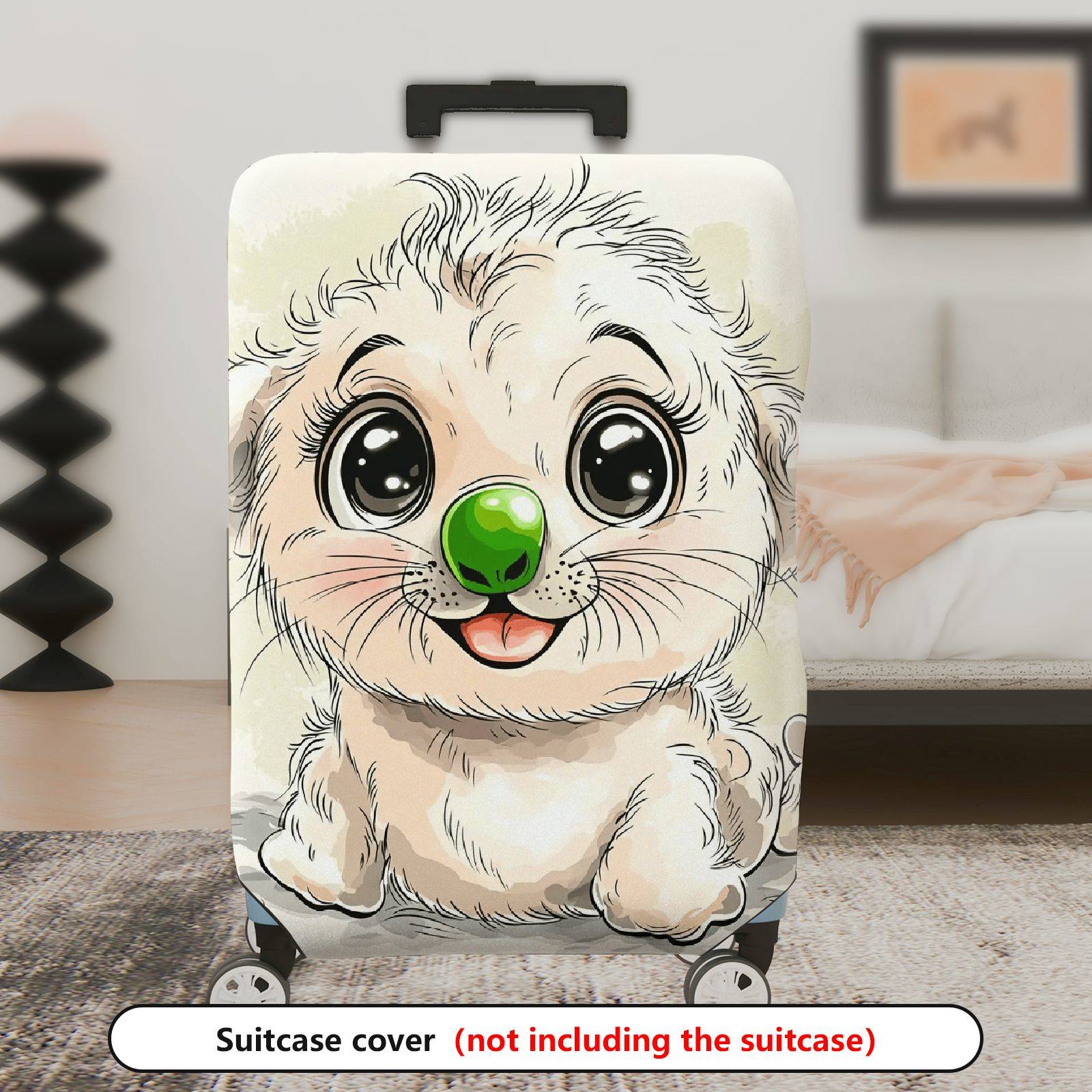 1-Piece Cute Dog  Animal Fun Playful Luggage  Suitcase Luggage Cover, Stretch Protective Sleeve