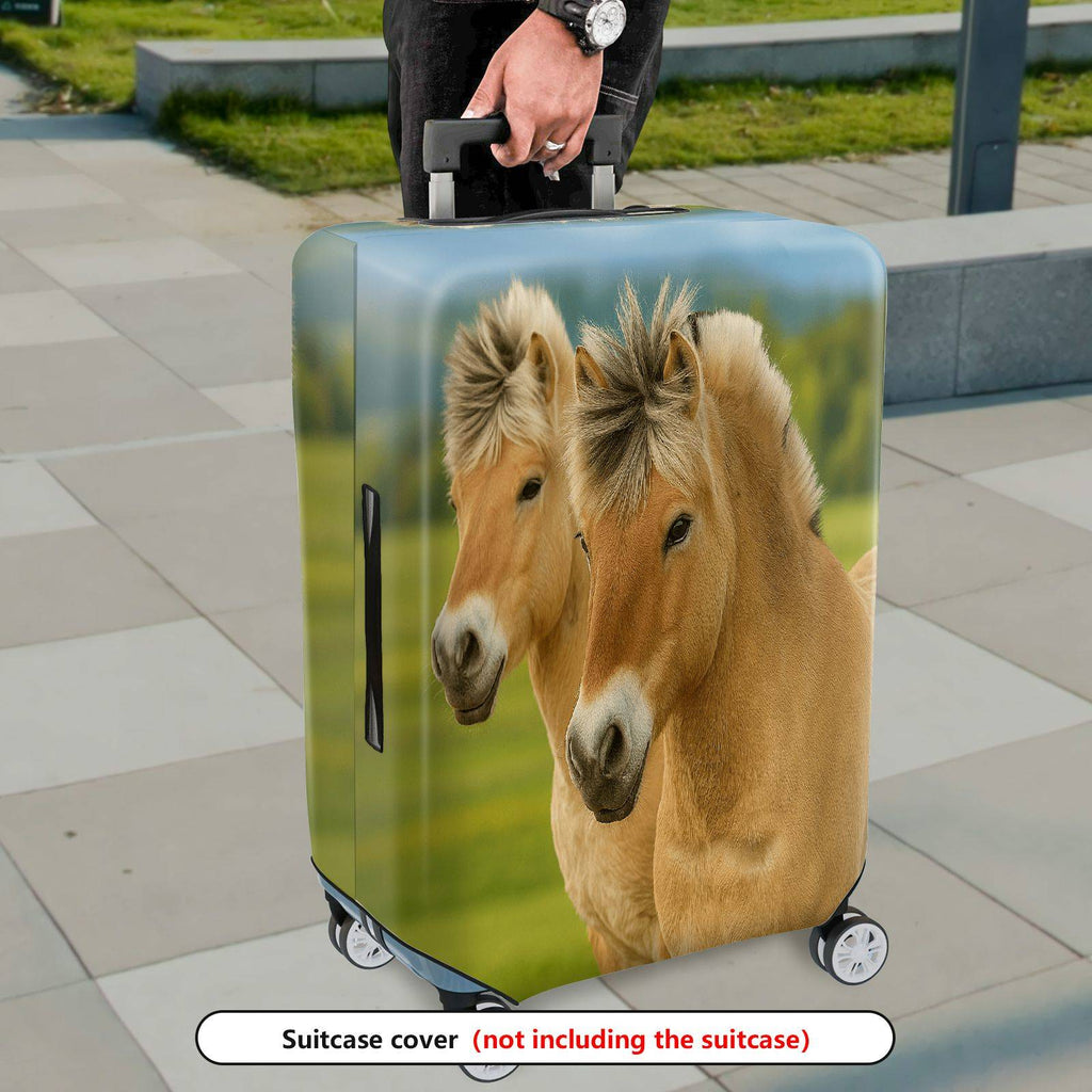 1-Piece Horse Nature Landscape Animal Wildlife Green  Suitcase Luggage Cover, Stretch Protective Sleeve