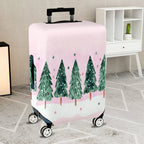1-Piece Christmas Tree Snow Stars Pink Green Winter Holiday  Suitcase Luggage Cover, Stretch Protective Sleeve