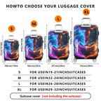 1-Piece Cosmic Wolf Fire Ice Heart  Suitcase Luggage Cover, Stretch Protective Sleeve