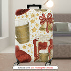 1-Piece Christmas Holiday Bell Gift Hot Chocolate Red Hat  Suitcase Luggage Cover, Stretch Protective Sleeve