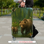 1-Piece Bear Forest Wildlife Scenic Nature Animal Landscape  Suitcase Luggage Cover, Stretch Protective Sleeve