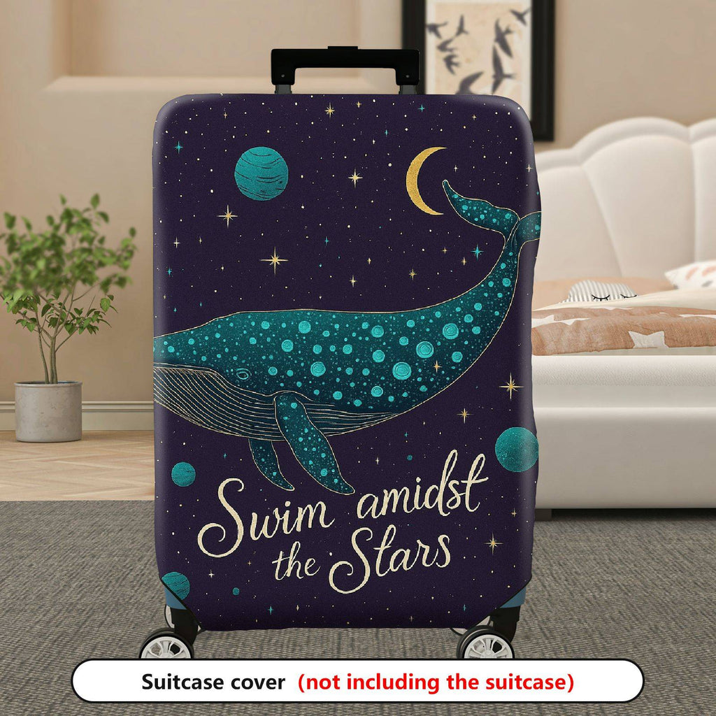 1-Piece Whale Cosmic Starry Night Fantasy Dreamy Mystical  Suitcase Luggage Cover, Stretch Protective Sleeve