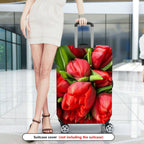 1-Piece Floral Red Tulip Bloom Nature Art  Suitcase Luggage Cover, Stretch Protective Sleeve