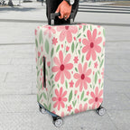 1-Piece Pink Floral Pattern Daisy Leaves Plant Spring  Suitcase Luggage Cover, Stretch Protective Sleeve